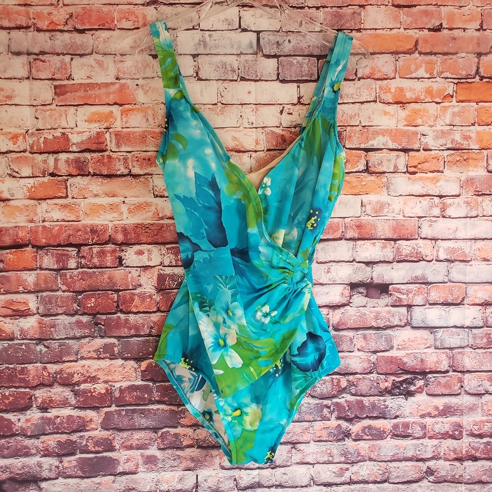 Ladies/Misses One-Piece Swimwear By:AMICA Green Fl